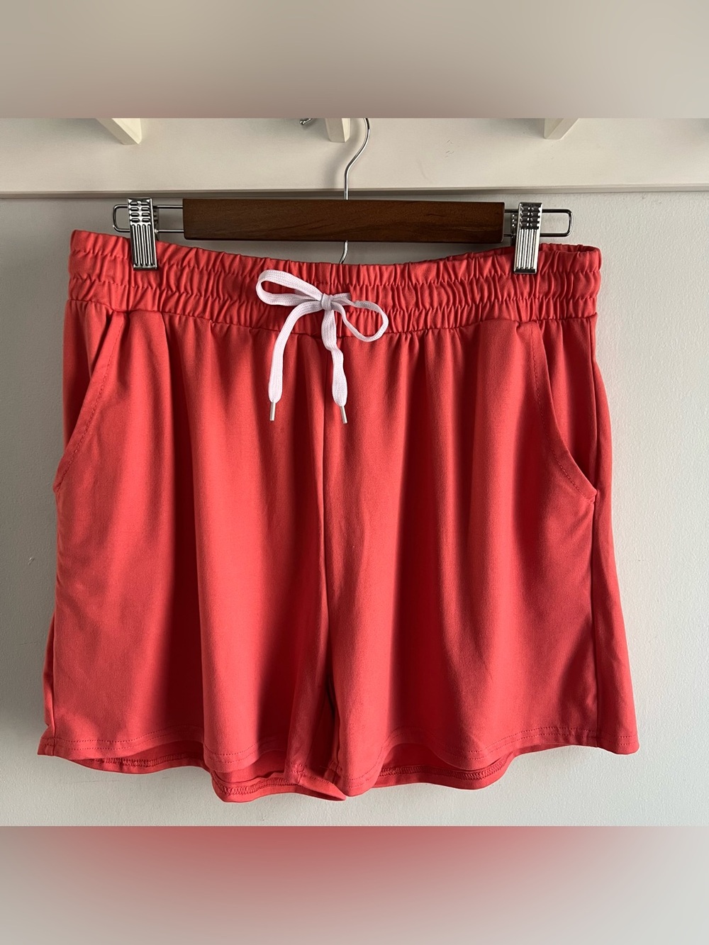 Real Essentials Women’s L Large Coral Pink Super Soft Athletic Lounge Shorts